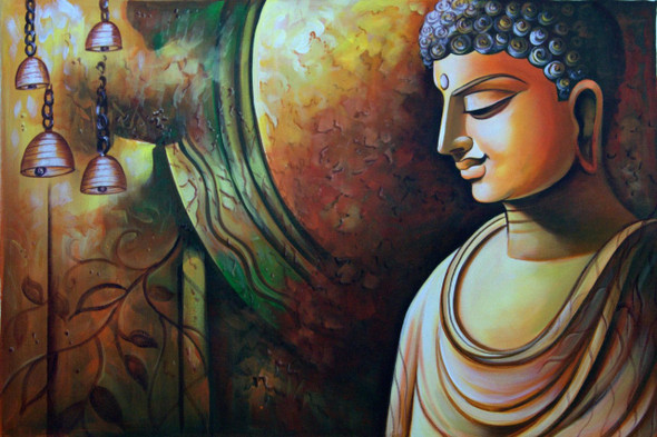 Buddha in Meditation03 - 36in X 24in,RAJMER19_3624,Acrylic Colors,Buddha,Peace,Meditation - Buy Paintings online in India