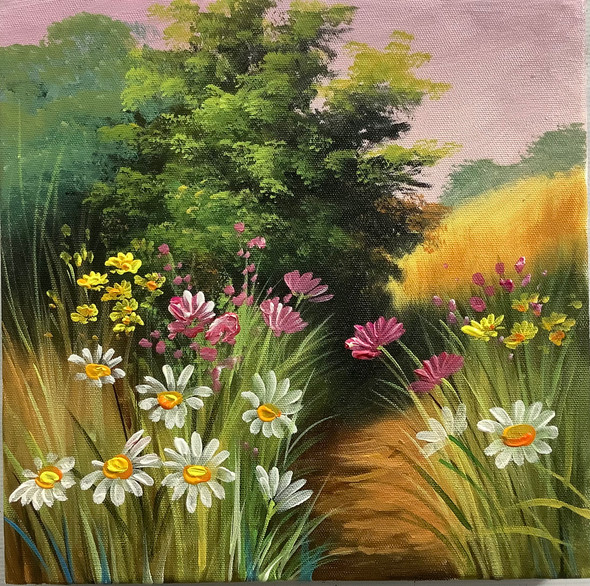 Beautiful Heaven Scenery Painting (ARTOHOLIC) (ART_3319_57776) - Handpainted Art Painting - 24in X 24in