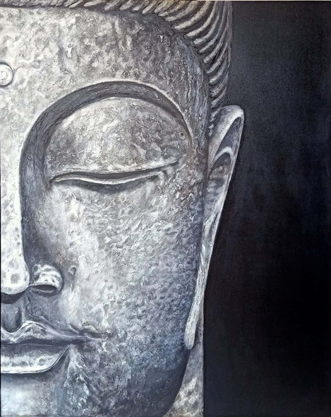 Buddha Painting (ART_2668_57576) - Handpainted Art Painting - 48in X 60in