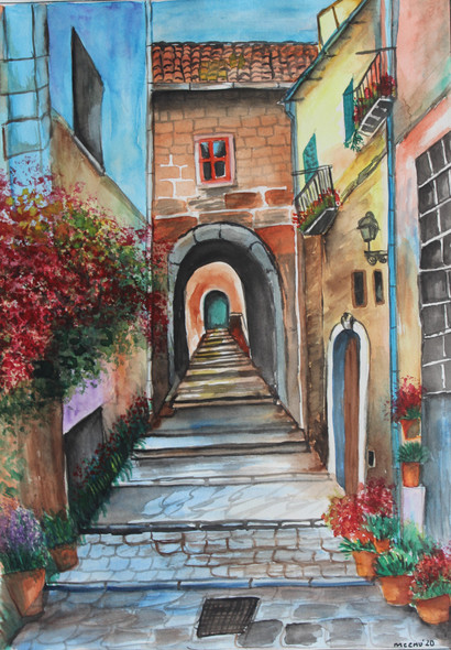 Alley (ART_8108_57963) - Handpainted Art Painting - 10in X 14in