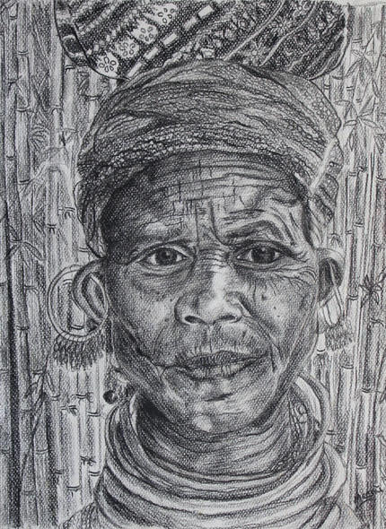 Tribal Woman (ART_8108_57957) - Handpainted Art Painting - 10in X 13in