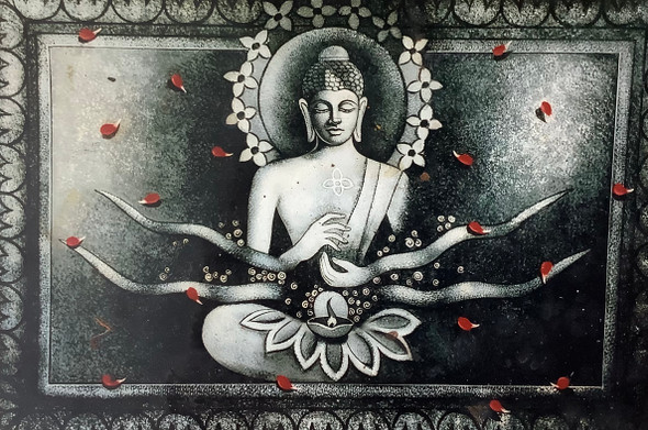 Meditating lord Buddha (ARTOHOLIC) (ART_3319_57858) - Handpainted Art Painting - 36in X 24in