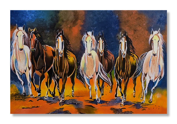 Seven Horses (PRT_7990_57851) - Canvas Art Print - 30in X 20in