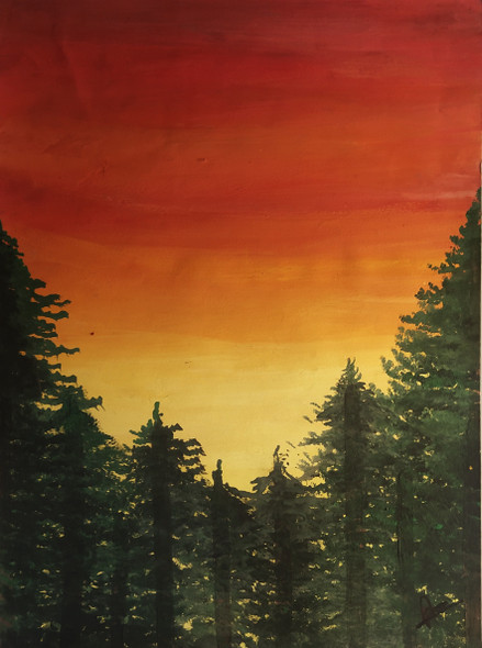 Sunset (ART_4139_58165) - Handpainted Art Painting - 11in X 16in