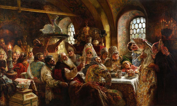 A Boyar Wedding Feast (1883) By Konstantin Egorovich Makovsky (PRT_8409) - Canvas Art Print - 47in X 28in