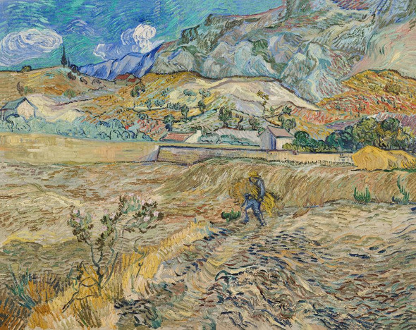Landscape At Saint R√©my (Enclosed Field With Peasant) (1889) By Vincent Van Gogh (PRT_8434) - Canvas Art Print - 36in X 28in