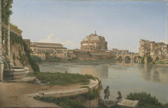 A View Across The Tiber From Trastevere Towards Castel S Angelo (1815) By CW Eckersberg (PRT_8509) - Canvas Art Print - 24in X 16in
