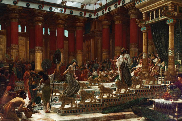 The Visit Of The Queen Of Sheba To King Solomon (1890) By Edward John Poynter (PRT_8638) - Canvas Art Print - 22in X 15in