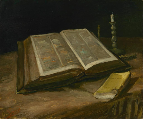 Still Life With Bible (1885) By Vincent Van Gogh (PRT_8465) - Canvas Art Print - 18in X 15in