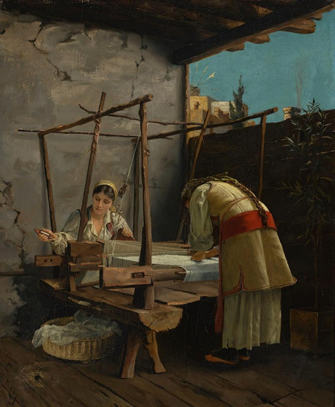 The Weavers, Arachova (1877) By Theodoros Ralli (PRT_8486) - Canvas Art Print - 23in X 27in