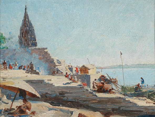 Benares On The Ganges, India‚Äôs Spiritual Capital (PRT_8523) - Canvas Art Print - 34in X 26in