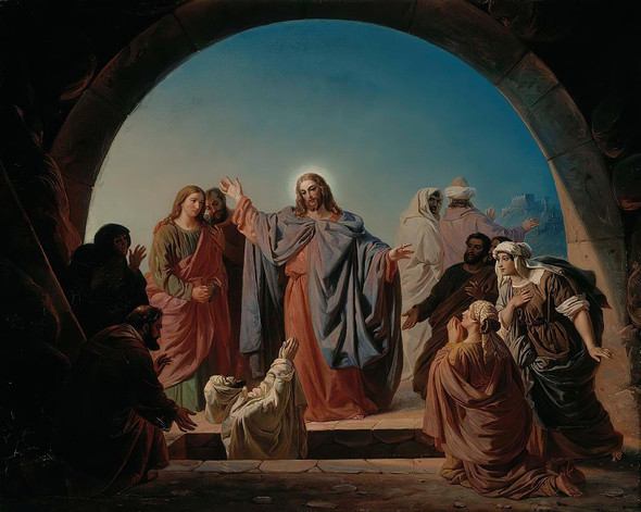 Jesus Wakes Lazarus (1860) By Robert Wilhelm Ekman (PRT_8562) - Canvas Art Print - 21in X 17in