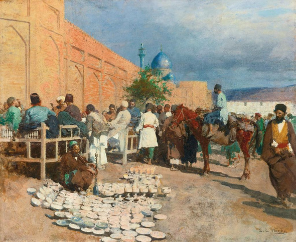 Persian Caf√© The Pottery Seller By Edwin Lord Weeks  (PRT_8582) - Canvas Art Print - 28in X 23in