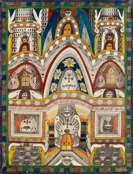 West (1916) By Adolf W√∂lfli (PRT_8800) - Canvas Art Print - 28in X 37in