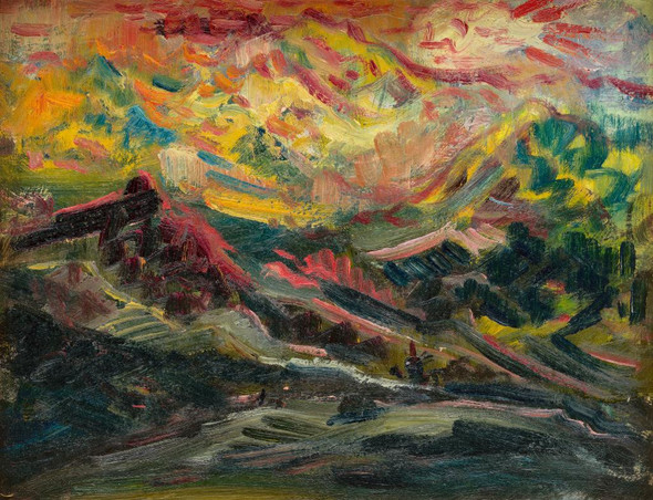 Sunset In The Mountains (1940) By Arnold Peter Weisz Kub√≠nƒçan (PRT_8906) - Canvas Art Print - 28in X 22in