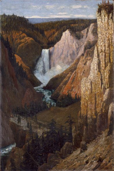View Of The Lower Falls, Grand Canyon Of The Yellowstone (1890) By Grafton Tyler Brown (PRT_8964) - Canvas Art Print - 24in X 36in