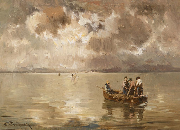 Aufziehendes Gewitter √ºber Dem Chiemsee (1900) By Joseph Wopfner (PRT_8922) - Canvas Art Print - 27in X 20in