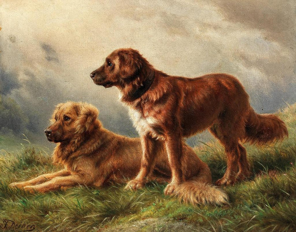 Watchful Dogs By Johannes Christian Deiker (PRT_8965) - Canvas Art Print - 20in X 16in