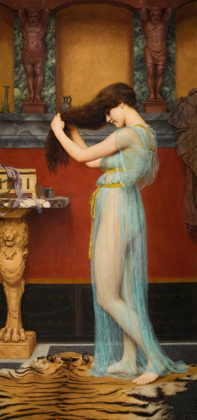 Preparing For The Bath (1900) By John William Godward (PRT_8947) - Canvas Art Print - 15in X 33in