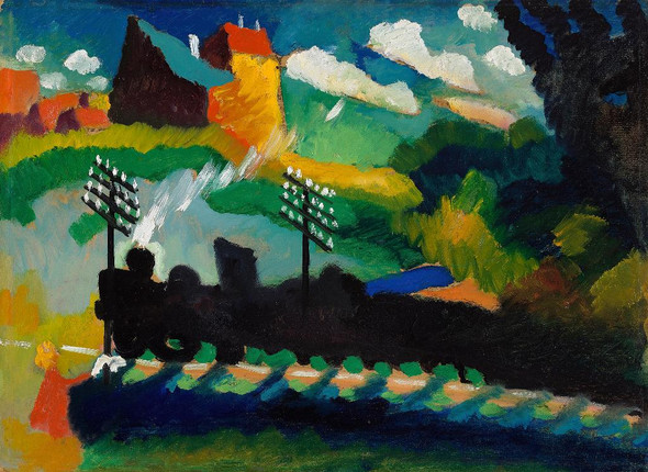 Railway Near Murnau (1909) By Wassily Kandinsky (PRT_8744) - Canvas Art Print - 23in X 17in