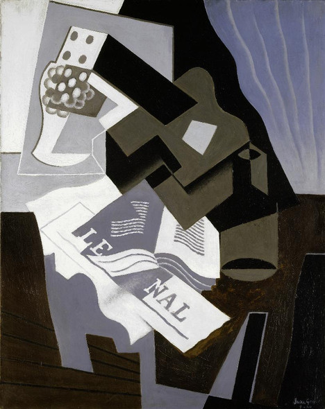 Guitar Book And Newspaper (1920) By Juan Gris (PRT_8855) - Canvas Art Print - 28in X 35in