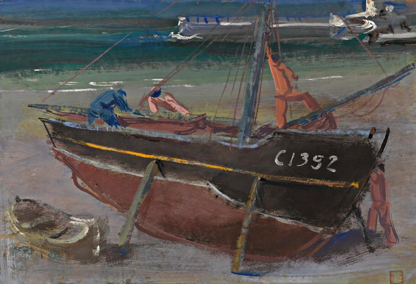 Moored Boat By Alexander Evgenievich Yakovlev (PRT_8835) - Canvas Art Print - 20in X 14in