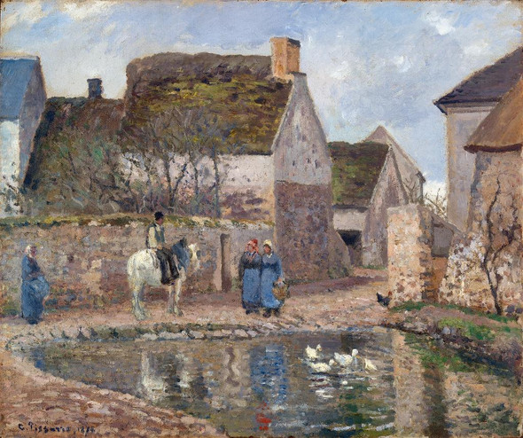 A Pond In Ennery (1874) By Camille Pissarro (PRT_8917) - Canvas Art Print - 18in X 15in