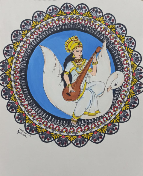 Beautiful Hindu Goddess Saraswati Photo Poster Room Decoration Size “24 X  18