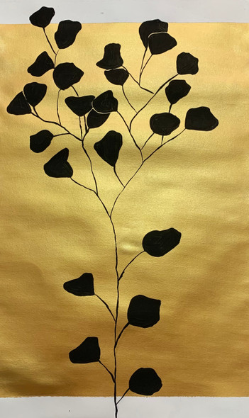 The black and gold (ART_8049_58453) - Handpainted Art Painting - 12in X 17in