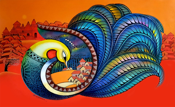 Fascination 10 (ART_3298_58423) - Handpainted Art Painting - 44in X 27in