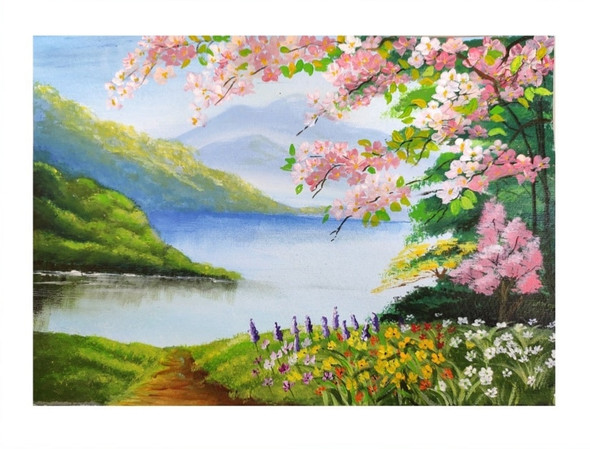 Paradise on Earth (ART_6989_58353) - Handpainted Art Painting - 18in X 14in