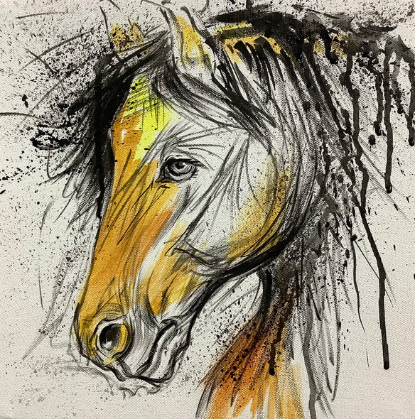 Linning Horse (ARTOHOLIC) (ART_3319_58346) - Handpainted Art Painting - 24in X 24in