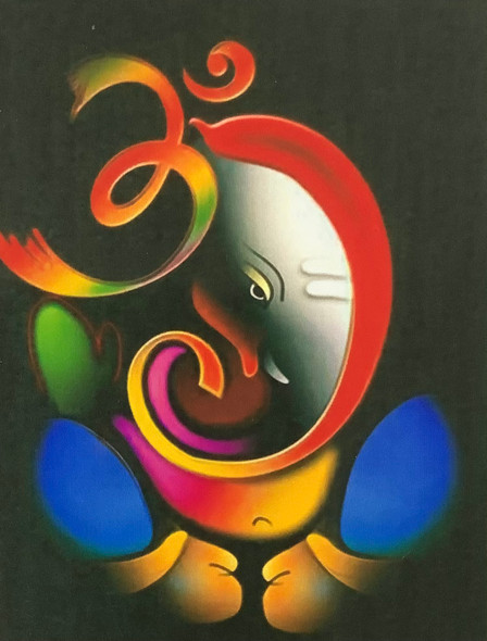 Lord Ganesha-11 (ARTOHOLIC) (ART_3319_58340) - Handpainted Art Painting - 24in X 36in