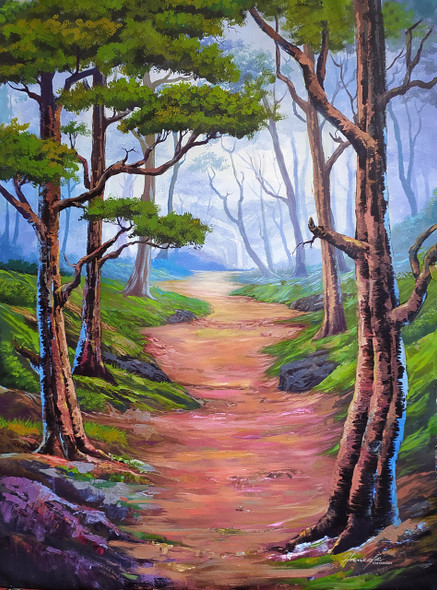 Pathway Of Nature (ART_7964_56068) - Handpainted Art Painting - 34in X 46in