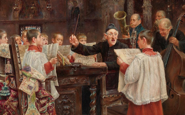 Choir Practice (1909) By Jos√© Gallegos Y Arnosa (PRT_9068) - Canvas Art Print - 23in X 15in