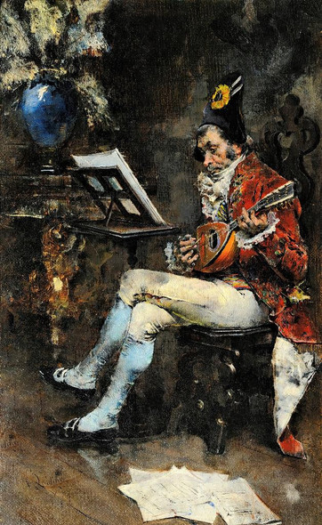 The Musician (1874) By Giovanni Boldini (PRT_9087) - Canvas Art Print - 17in X 27in
