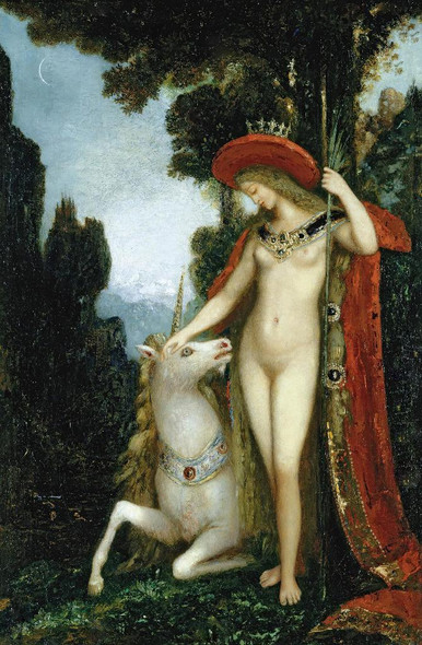 La Licorne By Gustave Moreau (PRT_9098) - Canvas Art Print - 18in X 28in