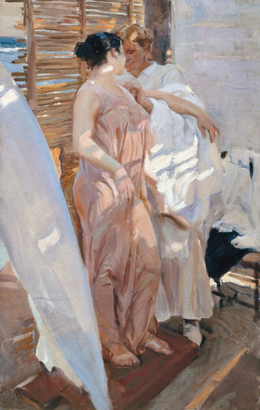 The Pink Robe (1916) By Joaqu√≠n Sorolla (PRT_9130) - Canvas Art Print - 23in X 36in