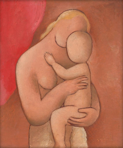 Mother With Child (1934) By Mikul√°≈° Galanda. (PRT_9147) - Canvas Art Print - 24in X 29in