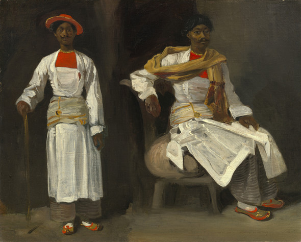 Two Studies Of An Indian From Calcutta,Seated And Standing ( 1823 1824) By Eug√®ne Delacroix (PRT_9376) - Canvas Art Print - 23in X 19in