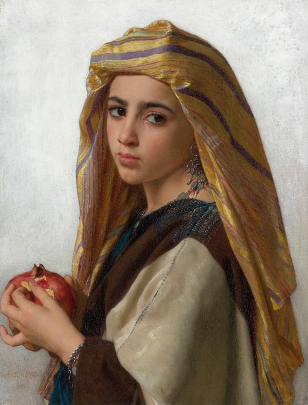 Girl With A Pomegranate (1875) By William Adolphe Bouguereau (PRT_9228) - Canvas Art Print - 18in X 24in