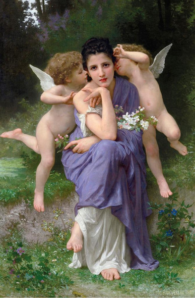 Chansons De Printemps (1889) By WilliamAdolphe Bouguereau (PRT_9229) - Canvas Art Print - 14in X 21in