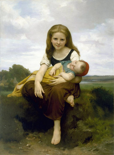 The Elder Sister (1869) By WilliamAdolphe Bouguereau (PRT_9211) - Canvas Art Print - 28in X 38in