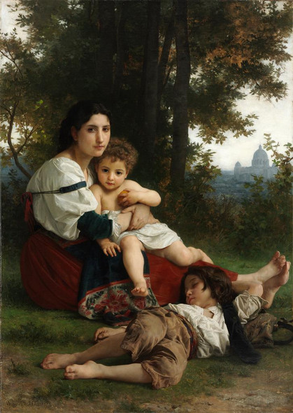 Rest (1879) By WilliamAdolphe Bouguereau (PRT_9217) - Canvas Art Print - 26in X 36in