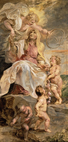 Allegory Of Eternity, The Succession Of The Popes (1622 1625) By Peter Paul Rubens (PRT_9329) - Canvas Art Print - 10in X 21in