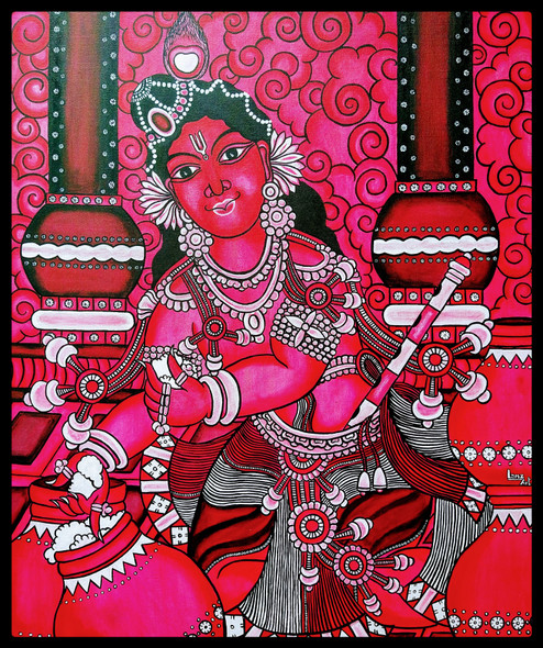 Little krishna (ART_8167_58724) - Handpainted Art Painting - 30in X 36in