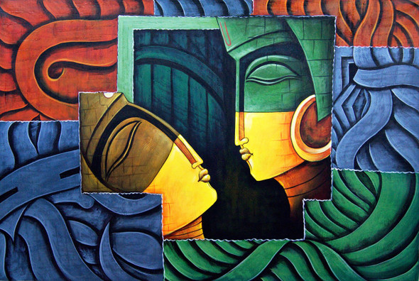 Romance08 - 36in X 24in,RAJMER30_3624,Acrylic Colors,Lovers,Love,Couple - Buy Paintings online in India