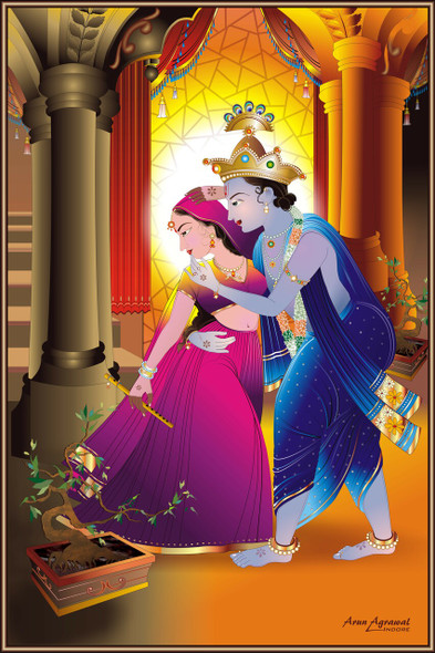 Radha Krishna (PRT_8139_58669) - Canvas Art Print - 36in X 54in