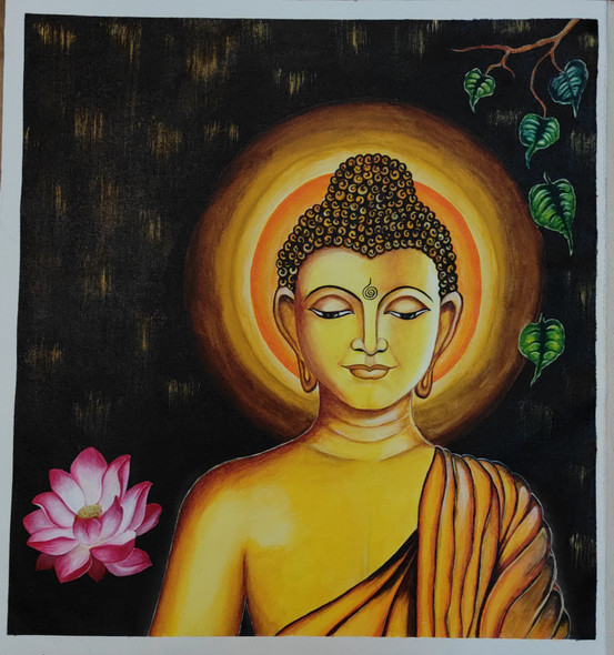 Meditative buddha (ART_8152_58653) - Handpainted Art Painting - 20in X 22in