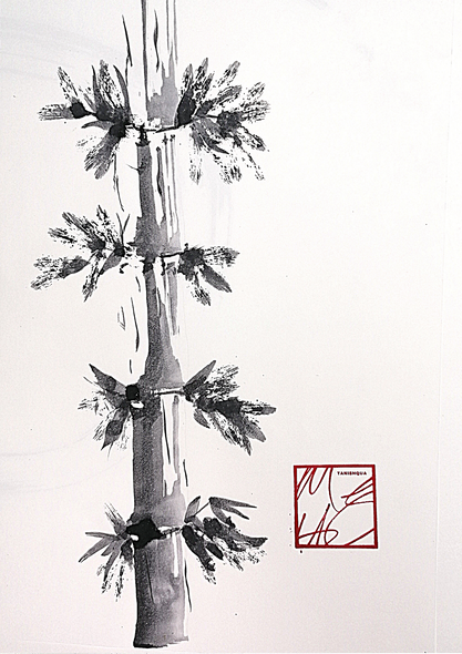 Lush bamboo (ART_8148_58557) - Handpainted Art Painting - 8in X 12in